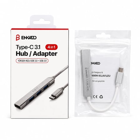 Type-c 3.1 Giriş 4ın1 Usb Çoğaltıcı 4 Anahtarlı Port - Hı-speed Usb 3.0 - Usb 2.0 Hub Adaptör Ekd-tp50 Bx40