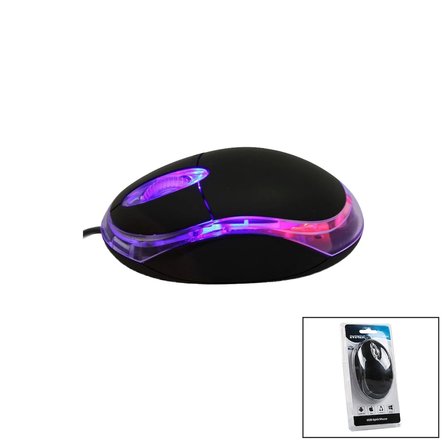 Everest Km-6809  Kablolu Usb - Işıklı  Siyah Optik Mouse  1200 Dpı   Vakumlu Ambalaj  110cm Kablo Bx40