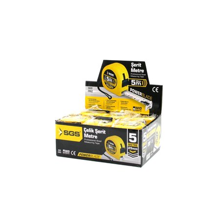12 Adet 5mt X 25mt Stoplu Şerit Metre Bx40