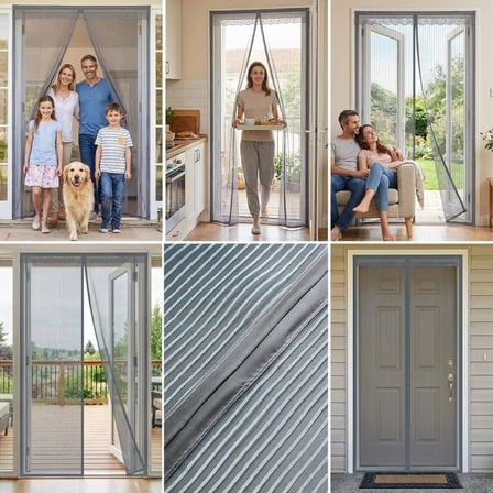 Mıknatıslı Kapı Sinekliği Gri 100x210 Cm Otomatik Kapanan Manyetik Tül Sineklik Bx40