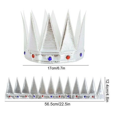 Gümüş Renk Eva Yumuşak Kral Kraliyet Tacı Yetişkin Çocuk Uyumlu 55 Cm Bx40