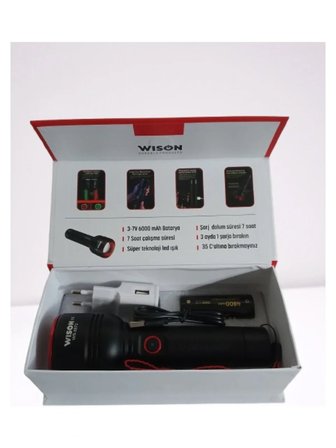 Wıson Ws-5572 20w Uzun Menzilli Şarjlı Metal El Feneri Bx40