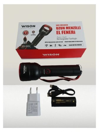 Wıson Ws-5572 20w Uzun Menzilli Şarjlı Metal El Feneri Bx40