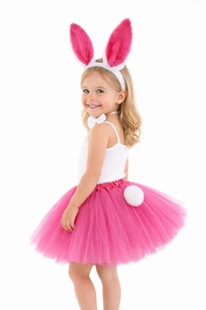 Fuşya Tavşan Kostüm Seti Kız Çocuk – Tütü Etekli 4 Parça Bx40