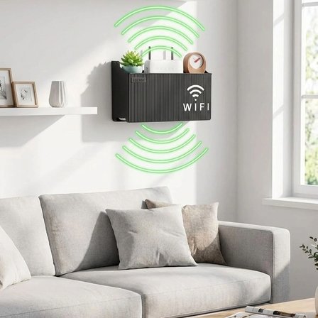 Duvar Tipi Wi-fi Modem Saklama Kutusu(siyah) – Kablo Düzenleyici Router Raf Organizer Bx40