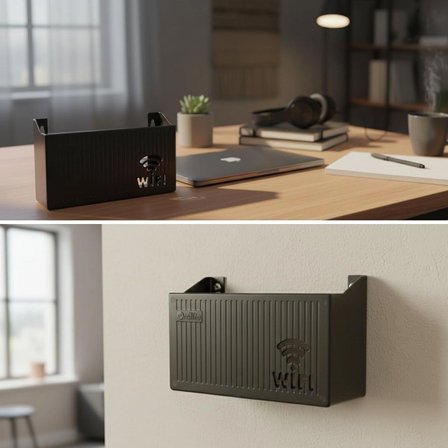 Duvar Tipi Wi-fi Modem Saklama Kutusu(siyah) – Kablo Düzenleyici Router Raf Organizer Bx40