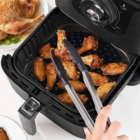 Siyah Isıya Dayanıklı Yıkanılabilir Silikon Fırın Ve Airfryer Yuvarlak Model Pişirme Matı 20 Cm Bx40