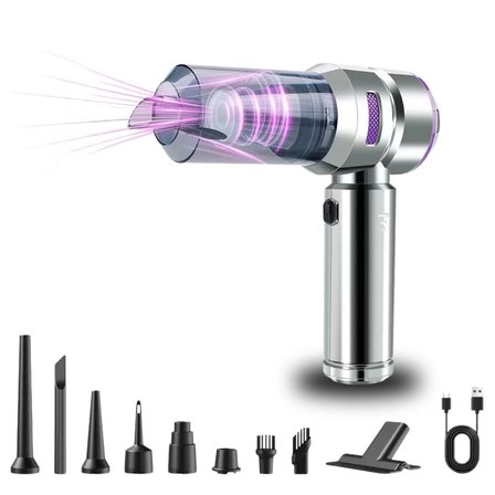 9 Farklı Uçlu Kablosuz Şarjlı Araç İçi Süpürge – Wireless Destekli, Güçlü Emiş, Taşınabilir Pratik Araç Temizleyici Bx40