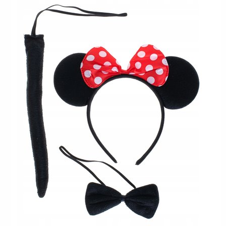 Minnie Mouse Kostüm Seti Taç Kuyruk Papyon Gösteri Seti Bx40