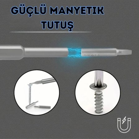 25 Parça 24 Farklı Uçlu Mıknatıslı 25 İn 1  Tornavida Seti Bx40