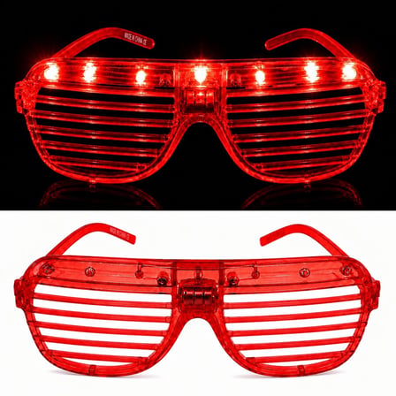 Led Işıklı Panjur Parti Gözlüğü Kırmızı Renk Shutter Gözlük Bx40