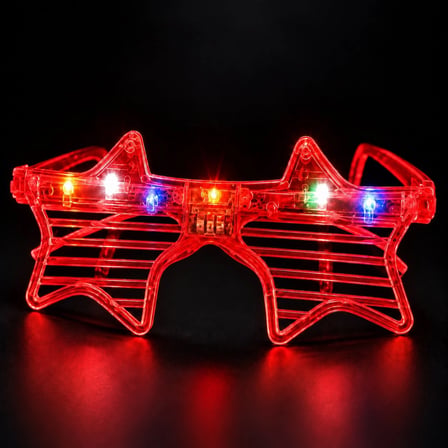 Kırmızı Led Işıklı Yıldız Parti Gözlüğü Bx40
