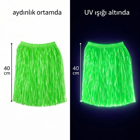 Neon Yeşil Hawaii Parti Eteği 40 Cm Bx40