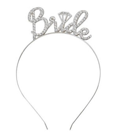 Gümüş Renkli Taşlı “bride” Gelin Tacı – El Yazısı Yazı Tipiyle Bx40
