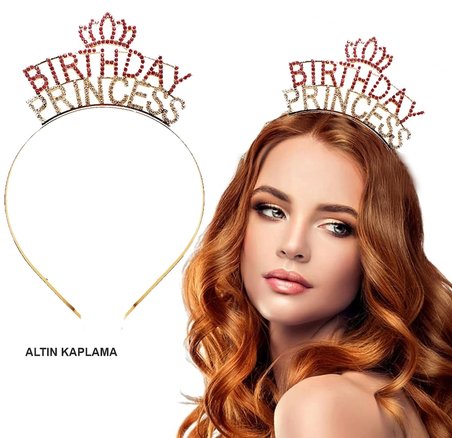 Birthday Princess Kristal Taç – Altın Kaplama Bx40