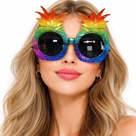 Tropikal Ananas Tasarımlı Renkli Hawaii Parti Gözlüğü Bx40