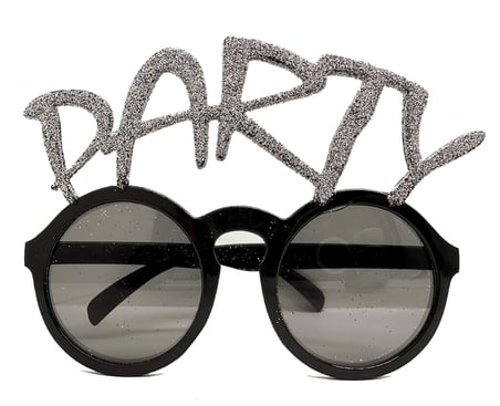 Gümüş Simli Party Yazılı Parti Gözlüğü Show 15x7 Cm Bx40