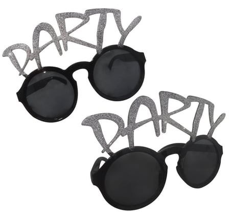 Gümüş Simli Party Yazılı Parti Gözlüğü Show 15x7 Cm Bx40