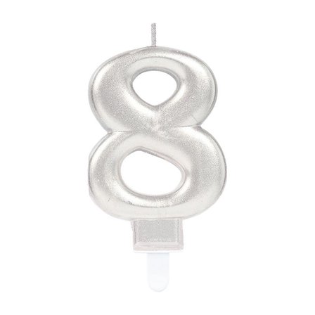 8 Rakam Mum Gümüş Renk Bx40