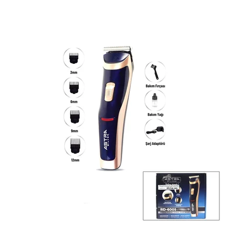 Saç Sakal Kesme Traş Makinesi Fiş Şarjlı - Led Gösterge - Renkli Krom Kaplama Gövde  Rd-6005 Bx40