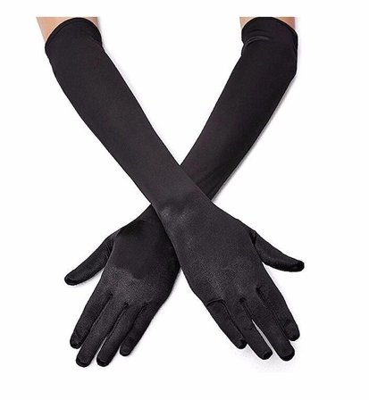 Siyah Renk Dirseğe Kadar Uzun Kumaş Eldiven 40 Cm Bx40