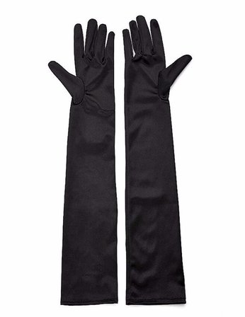 Siyah Renk Dirseğe Kadar Uzun Kumaş Eldiven 40 Cm Bx40