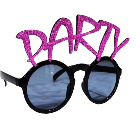 Party Yazılı Fuşya Renk Parti Gözlüğü 15x7 Cm Bx40