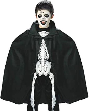 Siyah Renk Yakalı Halloween Pelerini 90 Cm Bx40
