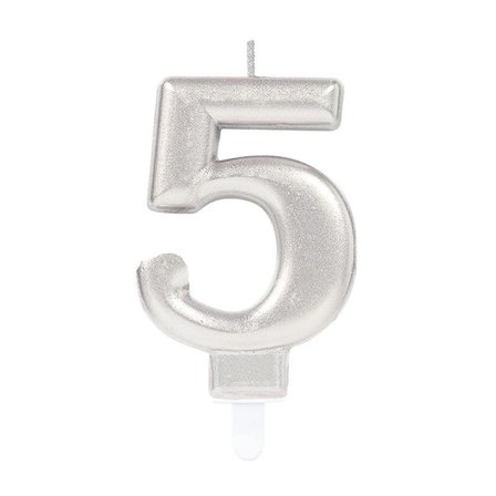 5 Rakam Mum Gümüş Renk Bx40