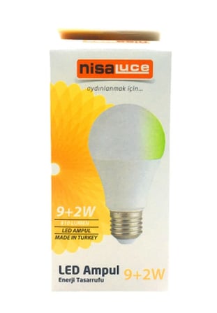 9+2w E27 Beyaz-yeşil Led Ampul Bx40