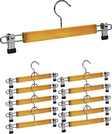 10 Adet Ahşap Metal Uçlu Pantolon Ve Etek Askısı Bx40