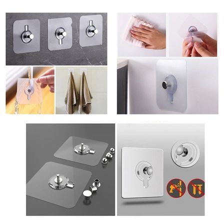 4 Parça 10mm Vidalı Şeffaf Pvc Yapışkan Askı Bx40