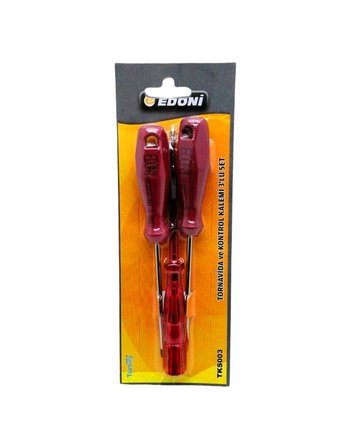 3  Parça  Set Tornavida Yıldız - Düz - Kontrol Kalemi Bx40