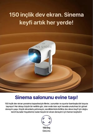Taşınabilir LED Projeksiyon Cihazı, 1080P Çözünürlük ve 4K Destekli, Kablosuz Bağlantı Özellikli