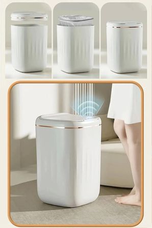 Akıllı Teknolojik Çöp Kutusu UV Işıklı Otomatik Aç Kapat Sensörlü Mutfak Banyo Ev L