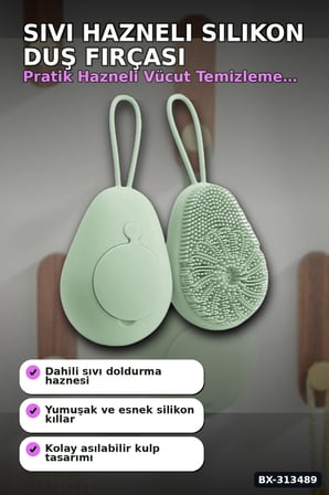 Sıvı Hazneli Yumuşak Silikon Duş Masaj Fırçası - Askılı Ergonomik 1 Adet BX-313489