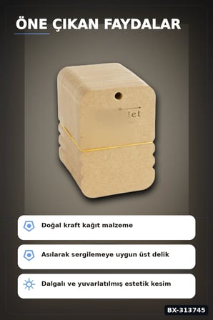 100 Adet Kraft Yan Bileklik Kartı - 7.5x10 cm Toka Boyu, Takı Organizeri BX-313745