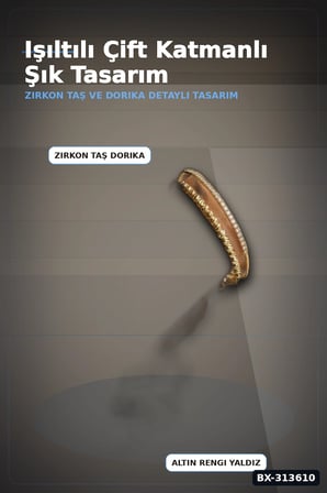 Yaldız Kaplama Pirinç Dorika Ve Zirkon Taşlı Kadın Bileklik - 20 Cm Uzunluk BX-313610