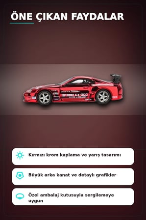 Diecast 1/64 Toyota Supra A80 Top Secret GT-300 Kırmızı Krom Model Araba BX-313385