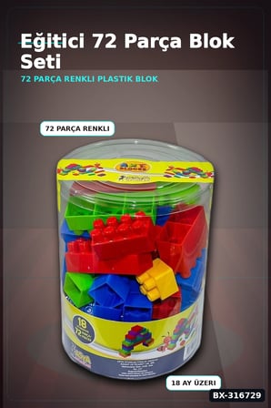 Ant Blocks Eğitici Yapı Blokları 72 Parça - 18 Ay ve Üzeri Çocuk Oyuncak Seti BX-316729