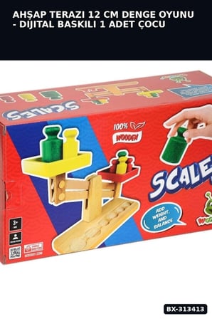 Ahşap Terazi 12 Cm Denge Oyunu - Dijital Baskılı 1 Adet Çocuk Aktivite Seti BX-313413