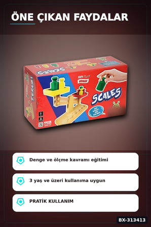 Ahşap Terazi 12 Cm Denge Oyunu - Dijital Baskılı 1 Adet Çocuk Aktivite Seti BX-313413