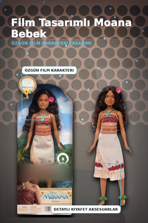 Disney Moana Live Action Film Karakteri 32 cm Bebek Oyuncak, 3-6 Yas Cocuk Hediyesi BX-313367