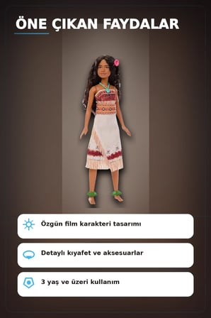 Disney Moana Live Action Film Karakteri 32 cm Bebek Oyuncak, 3-6 Yas Cocuk Hediyesi BX-313367