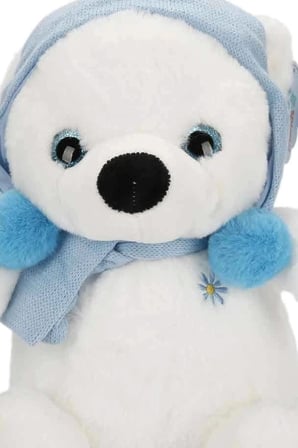 Kış Aksesuarlı 30 cm Yumuşak Peluş Kutup Ayısı Oyuncak, Çocuk Odası Hediyesi BX-313547