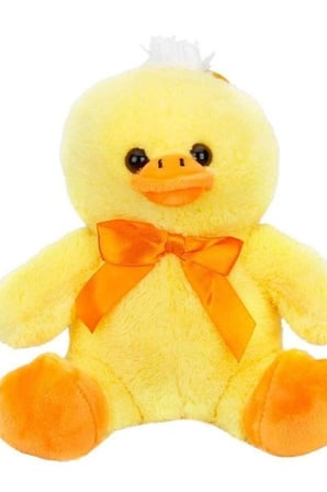 Yumuşak Tüylü 20 cm Ördek Peluş Oyuncak - Kurdeleli, Bebek ve Çocuk Hediyesi BX-313552