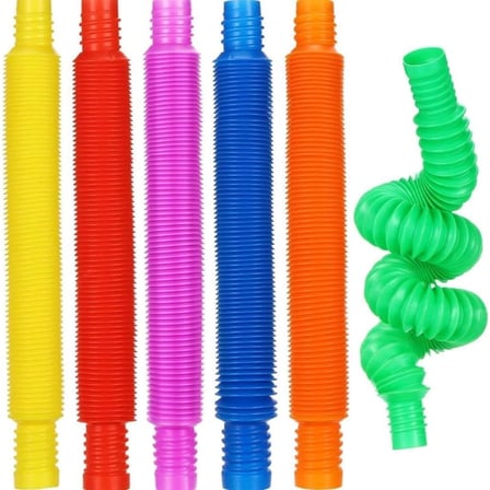 Körüklü Boru Oyuncak Seti Pop Tubes - 6 Adet Renkli Esnek Plastik Ekleme Parçası BX-316704