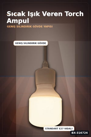 LED Torch Ampul 30W E27 Duy 3200K Gün Işığı 2930 Lümen Güçlü İç Mekan Aydınlatma BX-316724