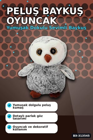 30 cm Peluş Baykuş Oyuncak - Yumuşak Dolgulu, Elde Yıkanabilir, Kahverengi-Siyah Seçenekli BX-313545