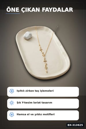 Zirkon Taşlı 45 Cm Pirinç Gold Manifest Model Kolye - Kadın Takı Aksesuar BX-313625